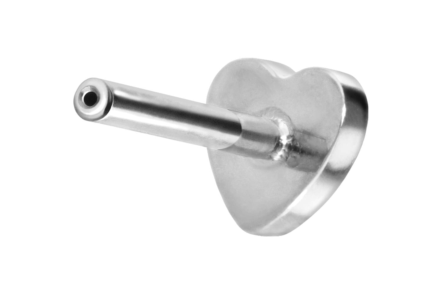 Titan Labret Piercing mit Push Fit ohne Kugel HERZ